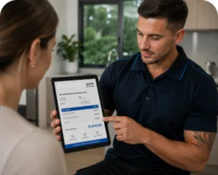 Plumber explaining a service estimate in West Pennant Hills