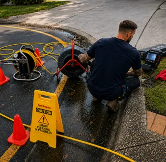 Burst drain pipe being repaired in West Pennant Hills